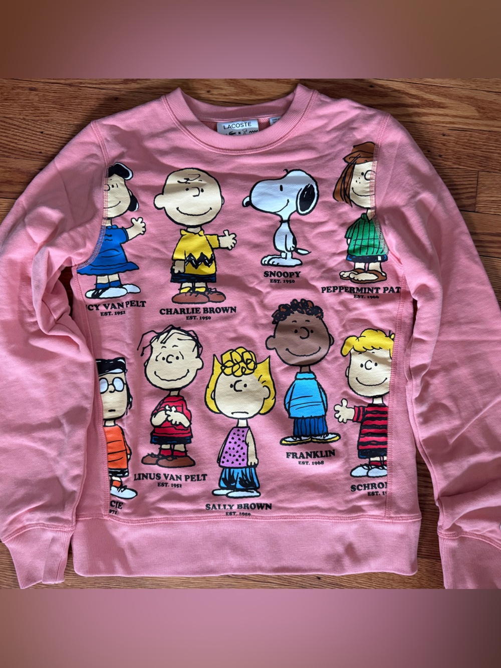 Lacoste Pink Peanuts Character Graphic Crewneck Sweatshirt